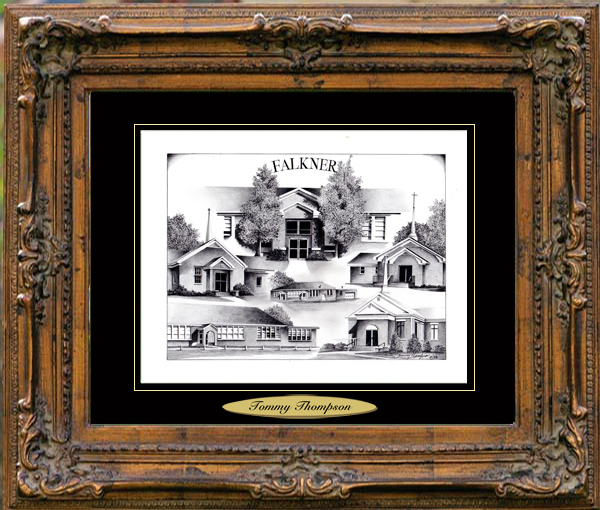 Pencil Drawing of Falkner, MS Village Prints