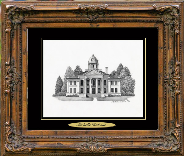 Pencil Drawing of Harrisbug, AR Courthouse